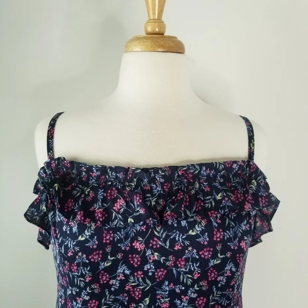 J.Crew Ruffle Stretch Silk Midi Dress Size 14 Wisp Floral Print Pleated